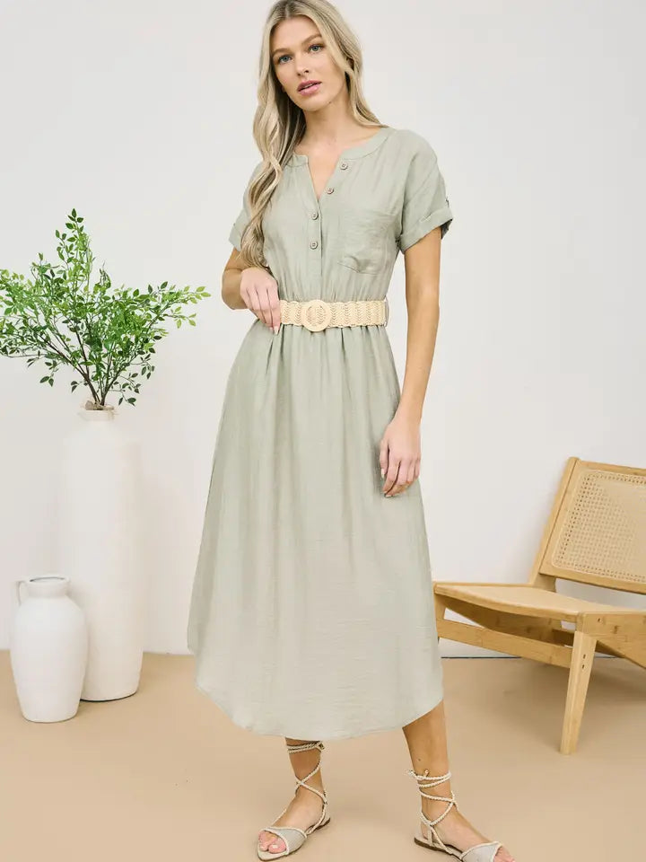 Buckle olive dress main image 1
