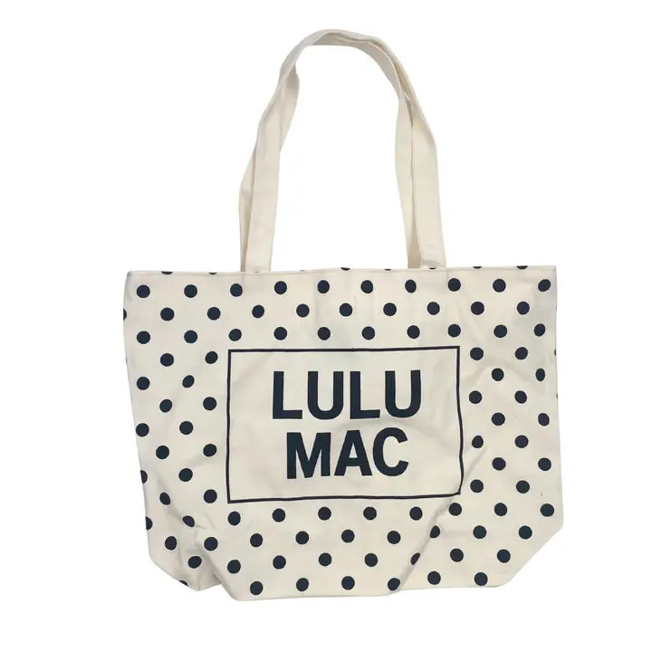 Lulu Mac White with Black Dots Tote Bag