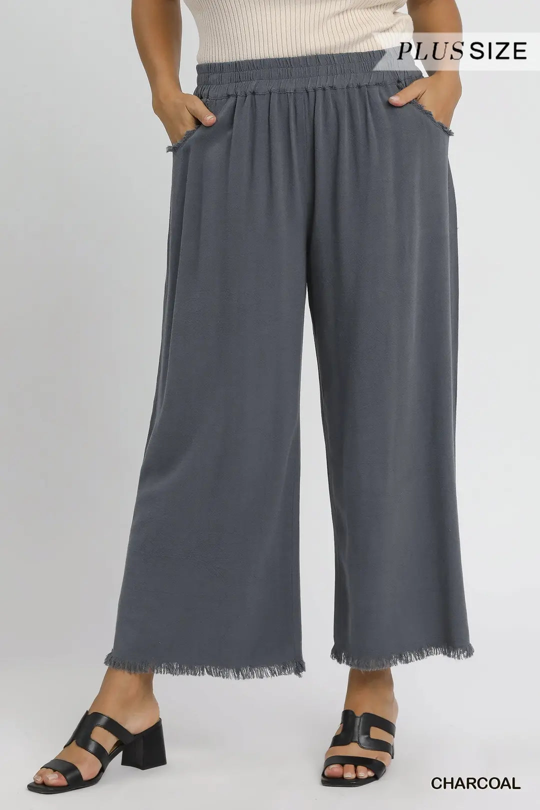 Plus Charcoal Linen Pants