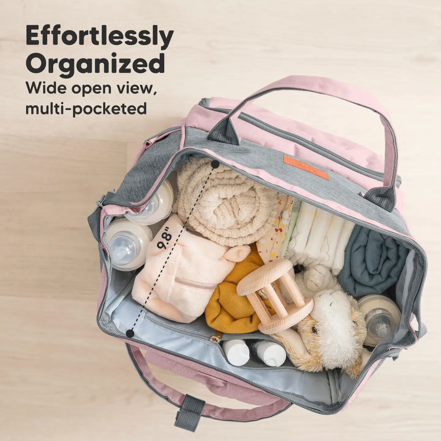 Pink Gray Diaper Bag Backpack