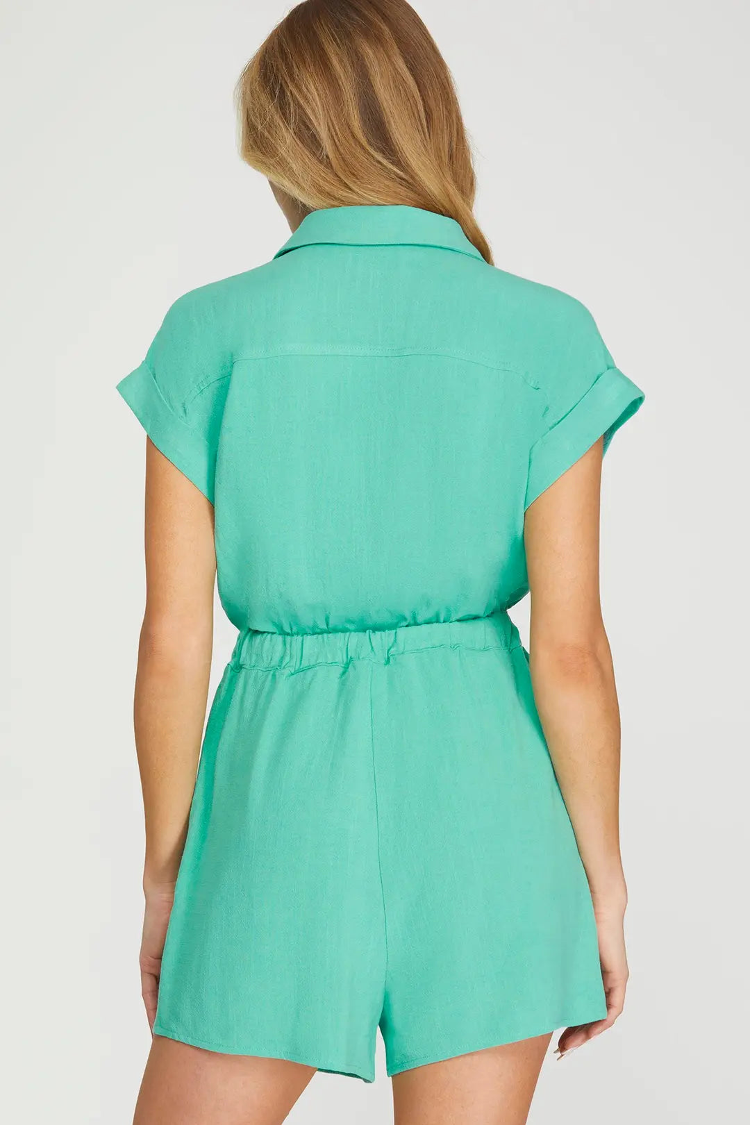 Light Jade Woven Romper