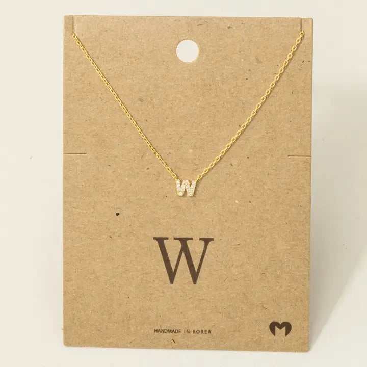 Mini Rhinestone Initial Necklace