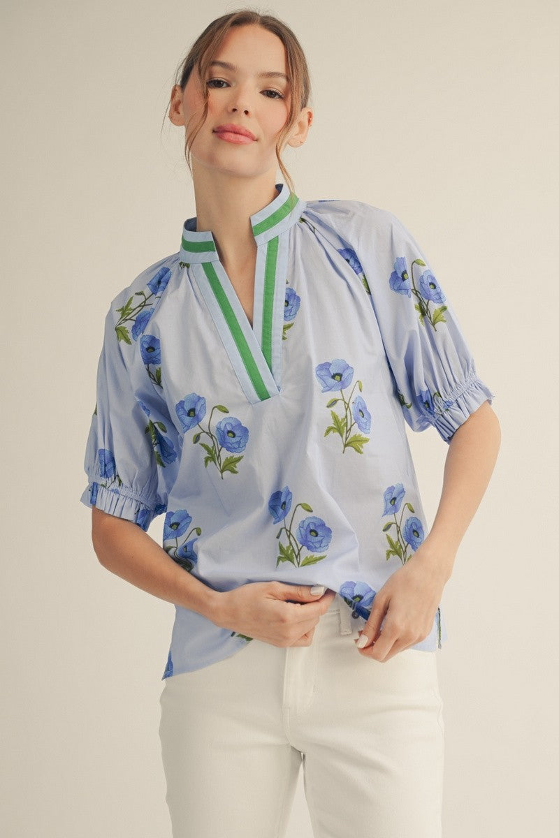 Plus Blue Floral Top