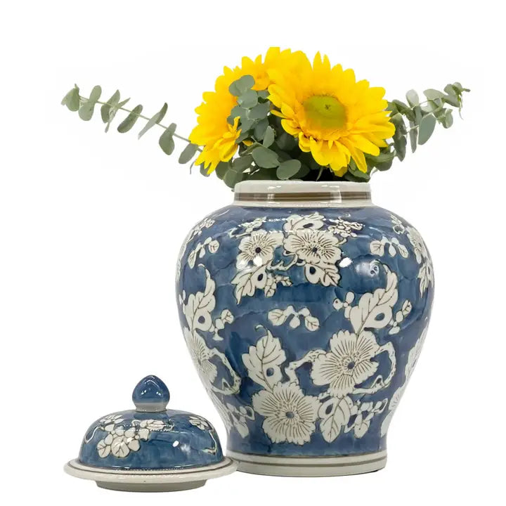 Floral Chinoiserie Ceramic Ginger Jar