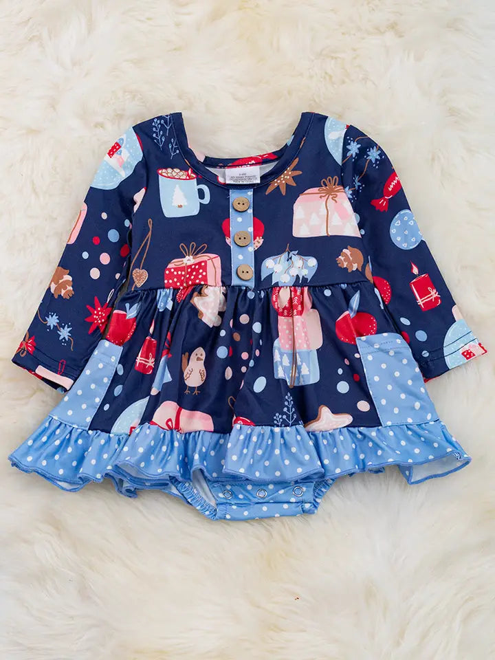 Navy Blue Christmas Ornament Dress – Shiloh Rose Boutique