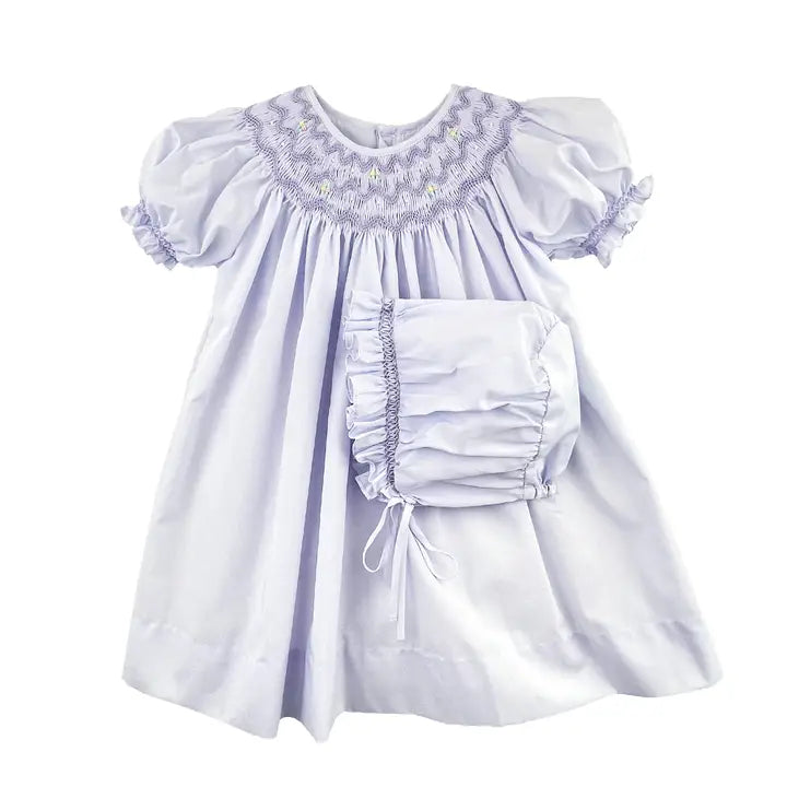 Lavender Daygown with Wave Smocking