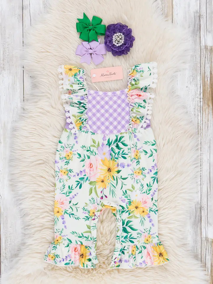 Spring Floral Gingham Ruffle