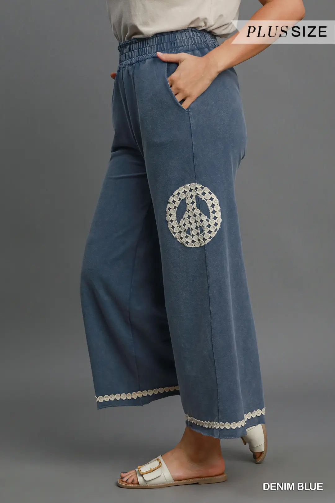 Plus Denim Blue Peace Pants