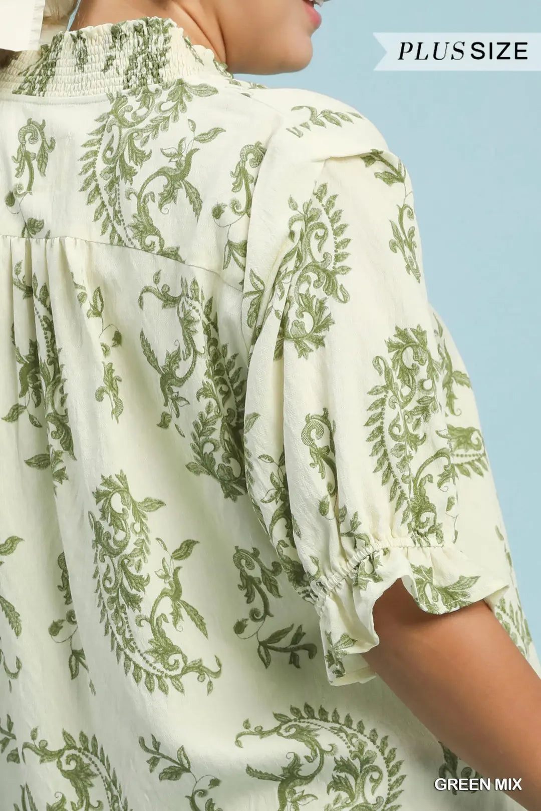Plus Green Mix Paisley Printed Top