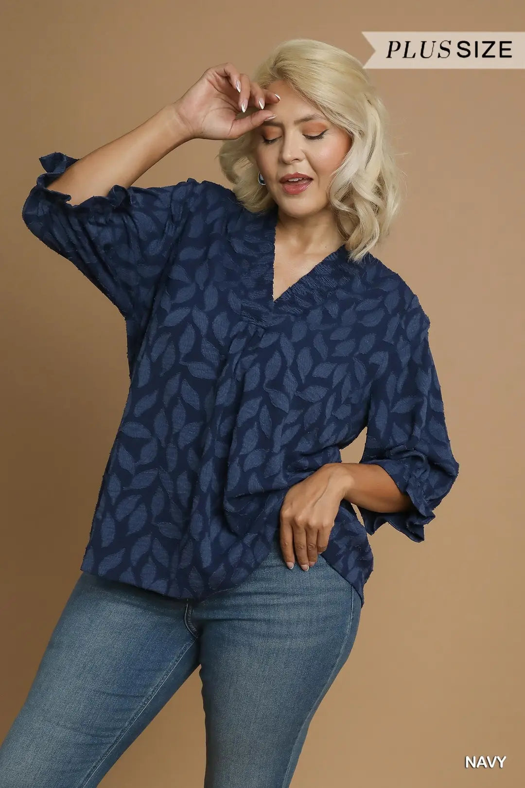 Plus Navy Floral Blouse