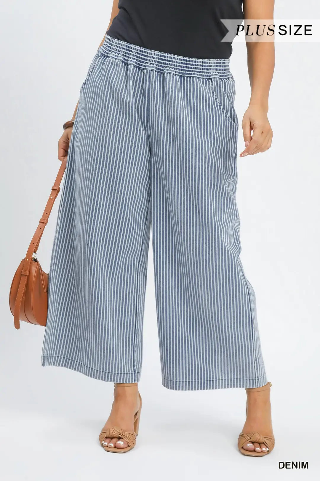 Plus Dark Denim Stripe Pants