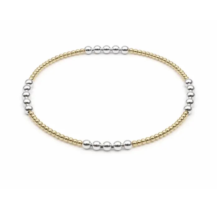 The Hamptons Mixed Metal 2x3 Beaded Bracelet - 7"