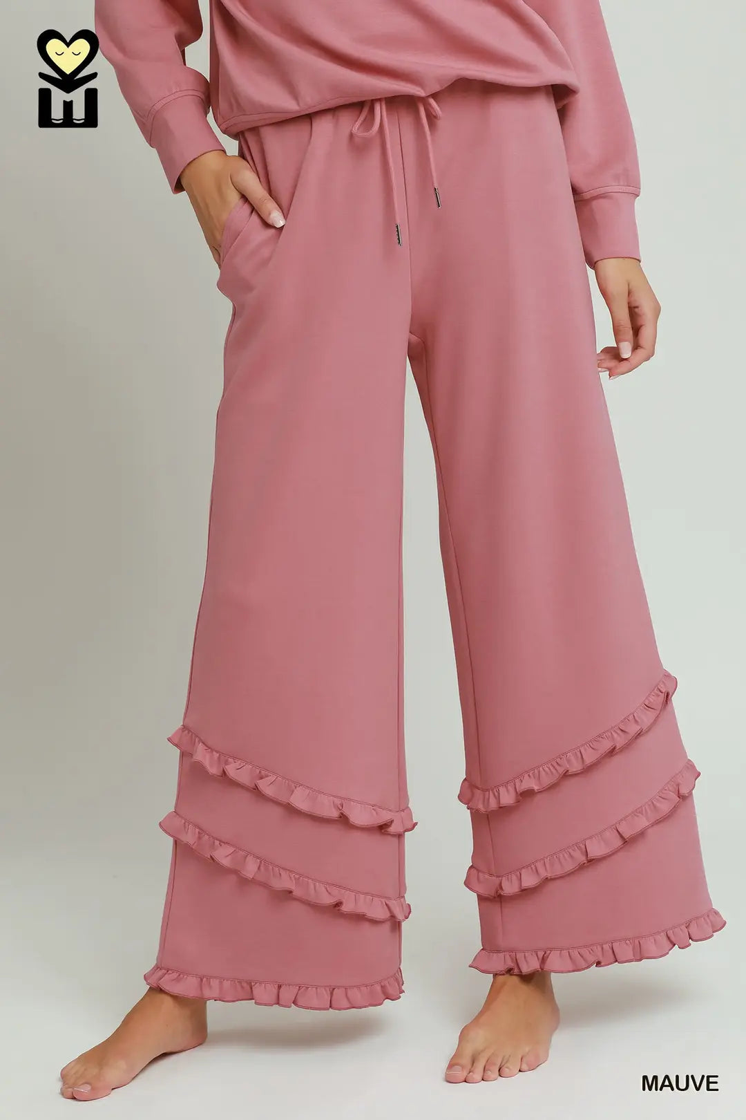 Mauve Ruffle Luxeknit Pants