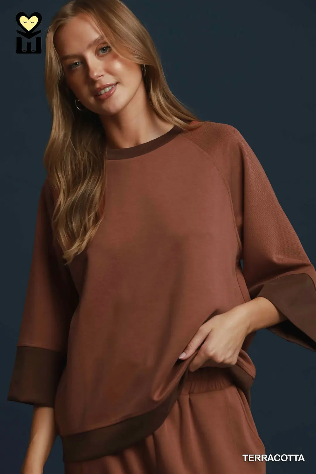 Terracotta Colorblock Crewneck Top