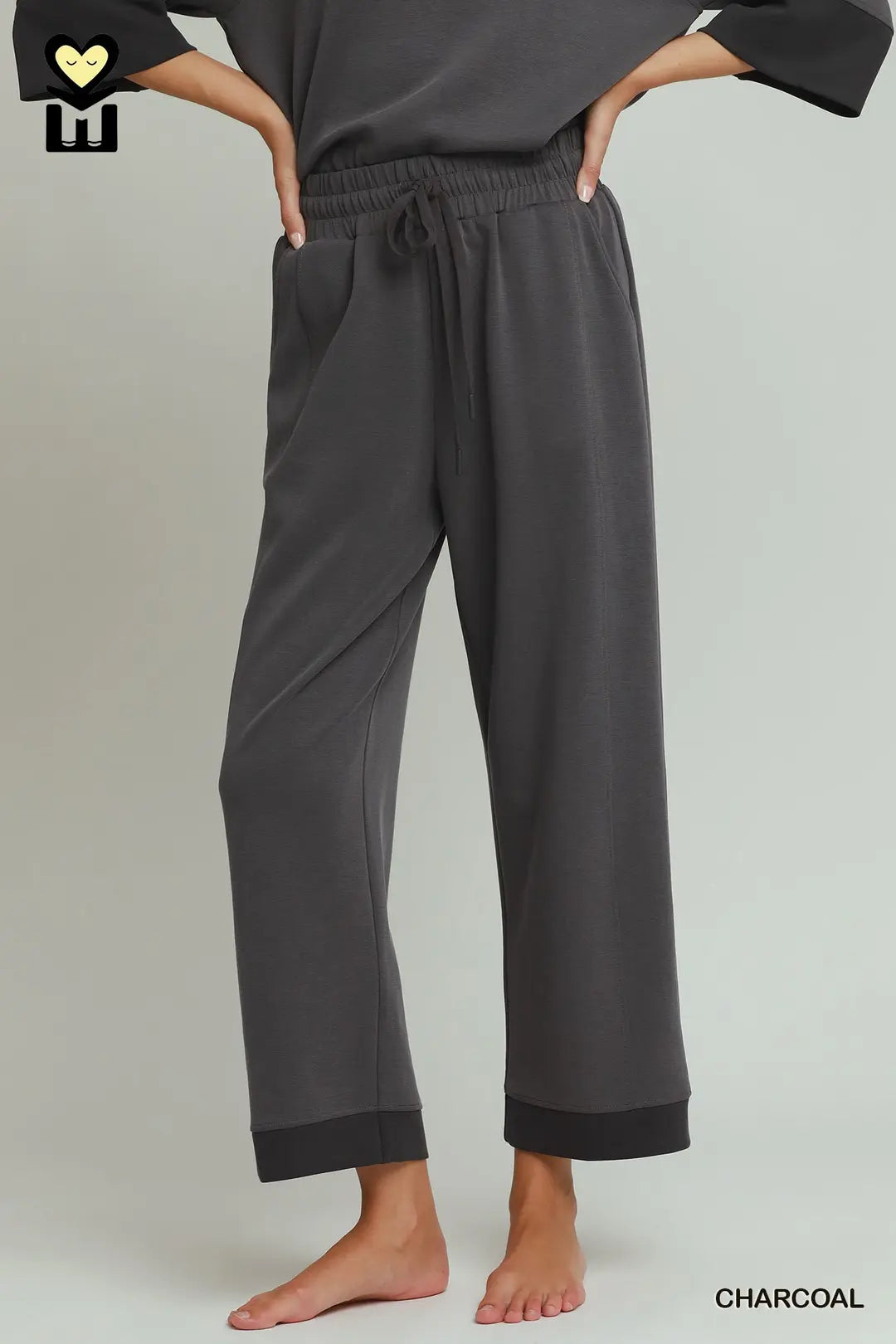 Charcoal Colorblock Straight Pants