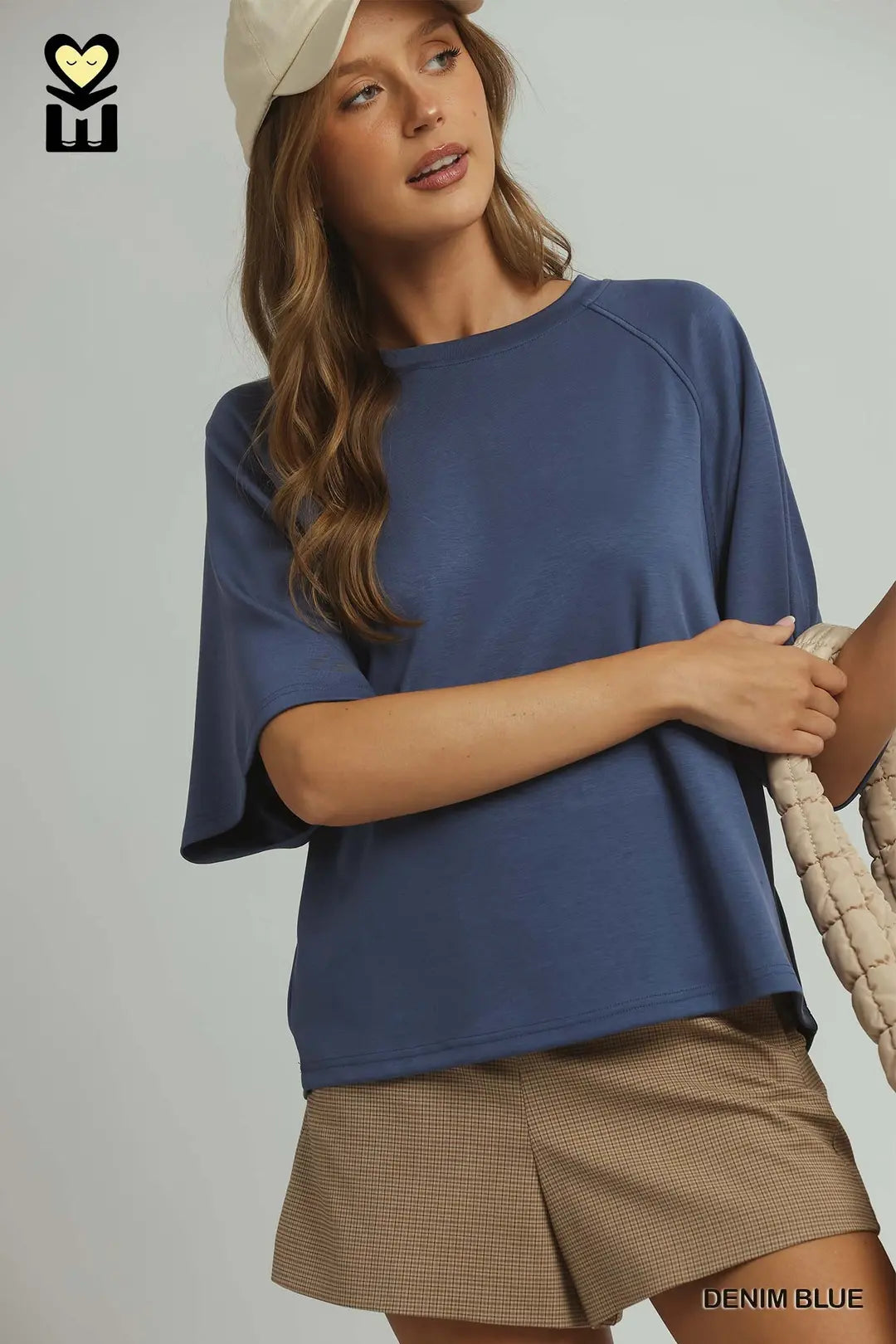 Denim Blue Raglan Sleeve Top