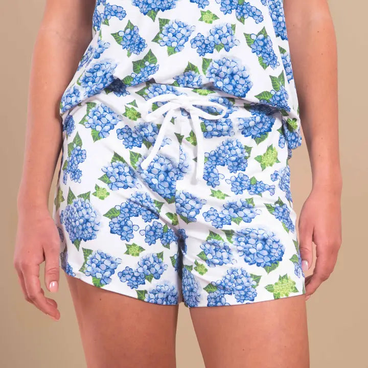 Blue Hydrangea Pajama Shorts