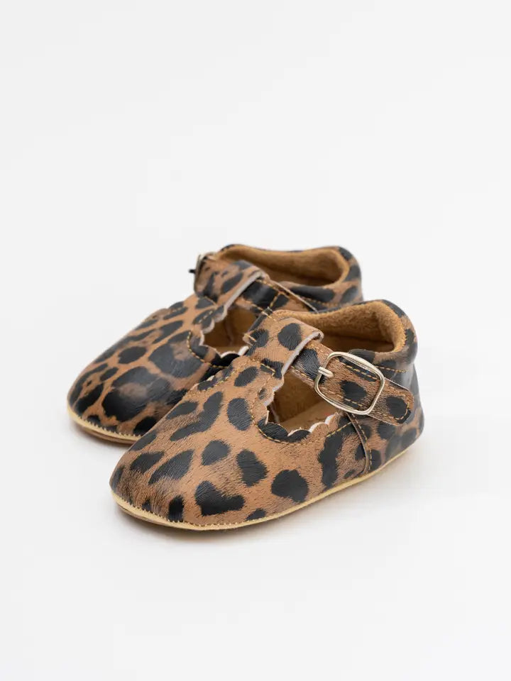 T-Strap Scalloped Buckle Shoe - Leopard