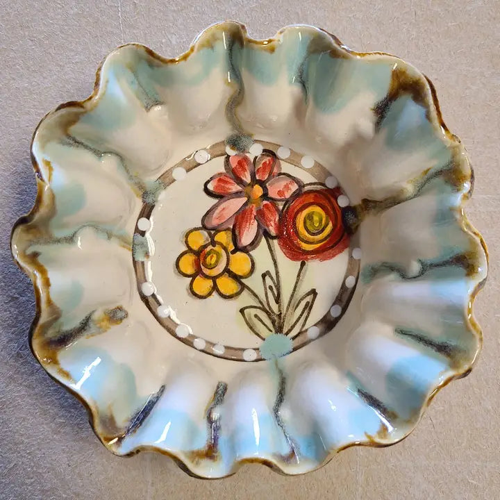 Small Dip Bowl (Drip Flowers)
