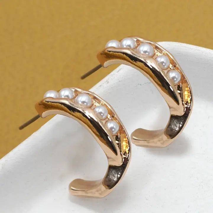 Intertwined Pearl Hoops