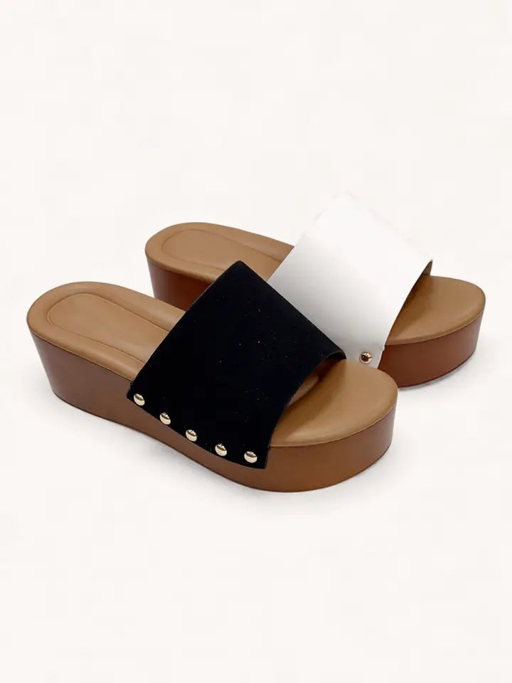 Black Wood Platform Wedge