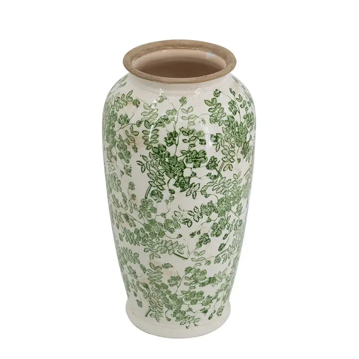Verdant Whisper Ceramic Vase 7.5x7.5x14x5"