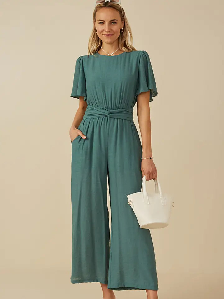 Twist Waist Wide Leg Jumpsuit
