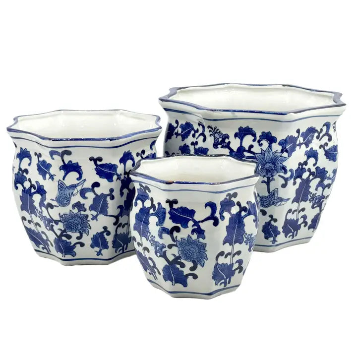 Blue & White Ceramic Chinoiserie Planters