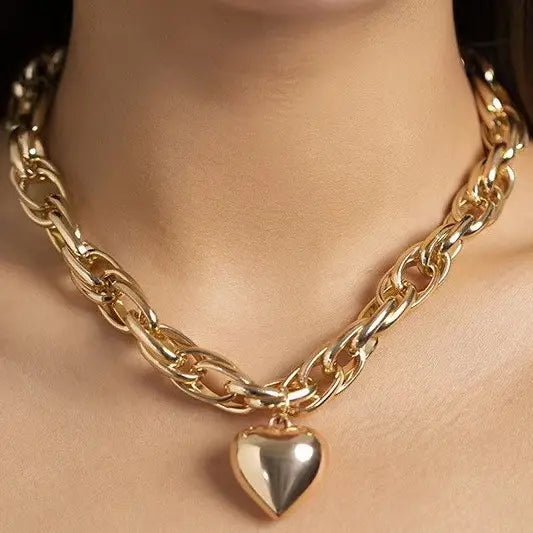 Puffy Heart Chunky Necklace