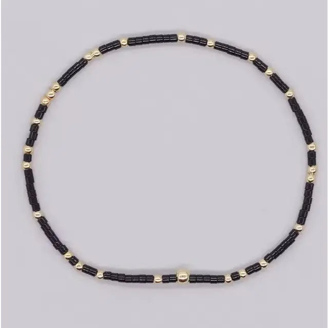 Black Boho Ball Beaded Bracelet
