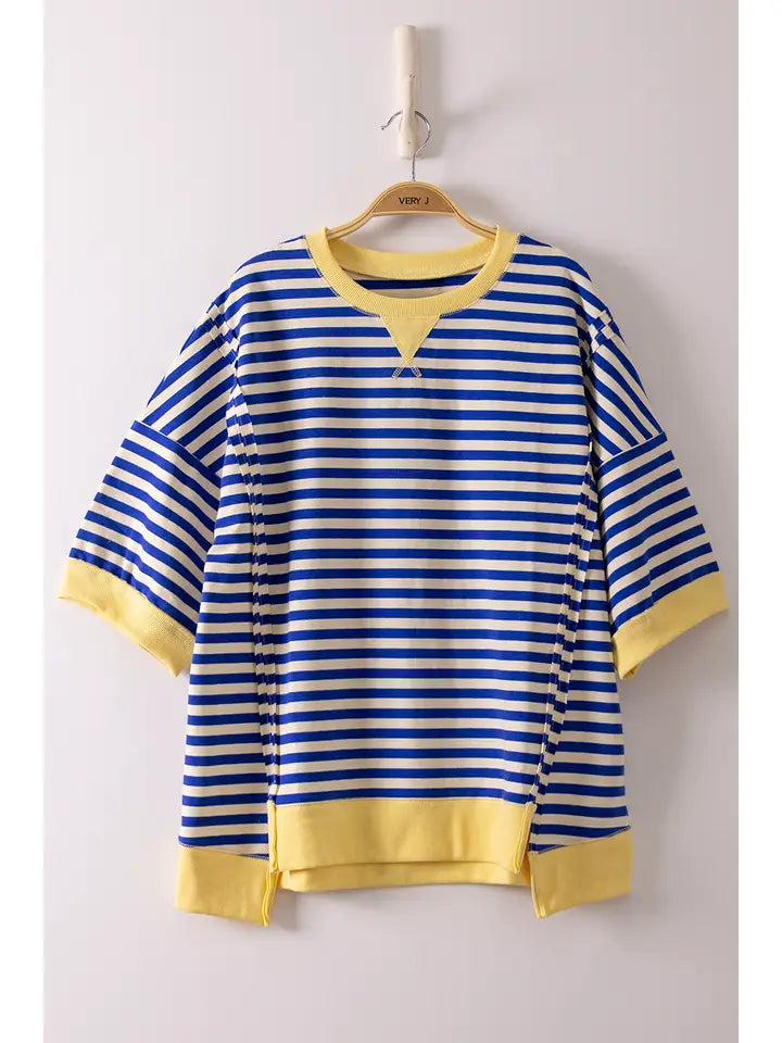 Blue & Yellow Stripe Top