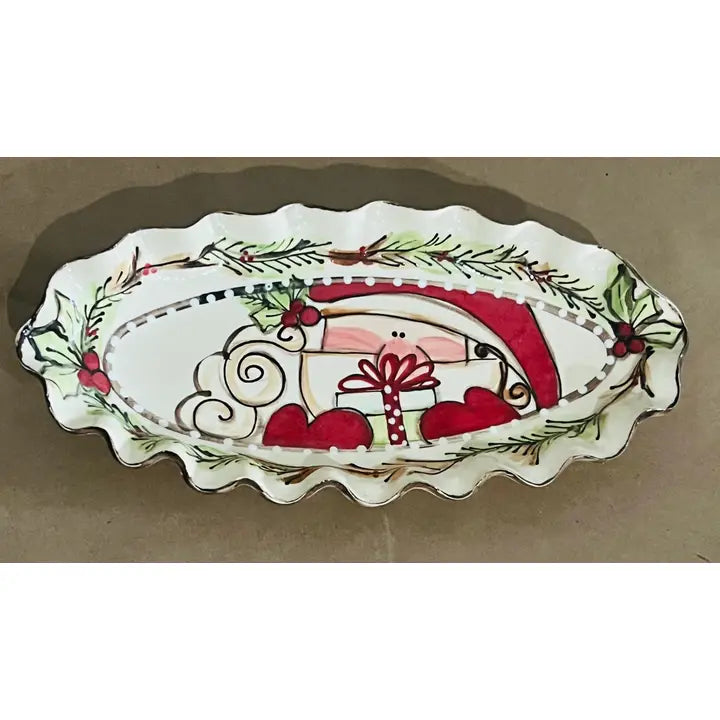 Long Oval Tray (Santa Holly)