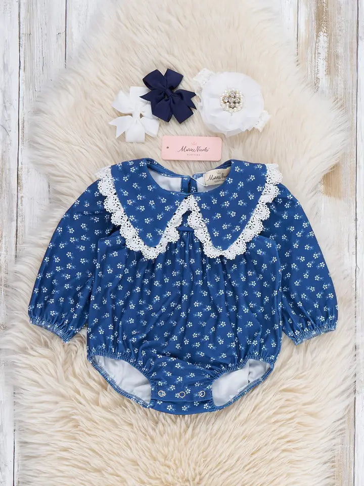 Lace Bloom Floral Collar Romper