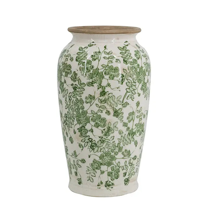 Verdant Whisper Ceramic Vase 6.5x6.5x11.5"