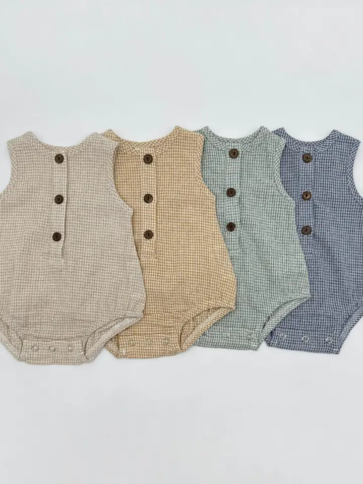 Oatmeal Marco Gingham Romper