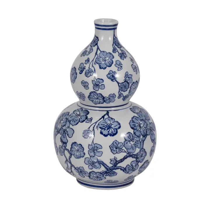 Blue/White 13in. Cherry Blossom Chinoiserie Vase