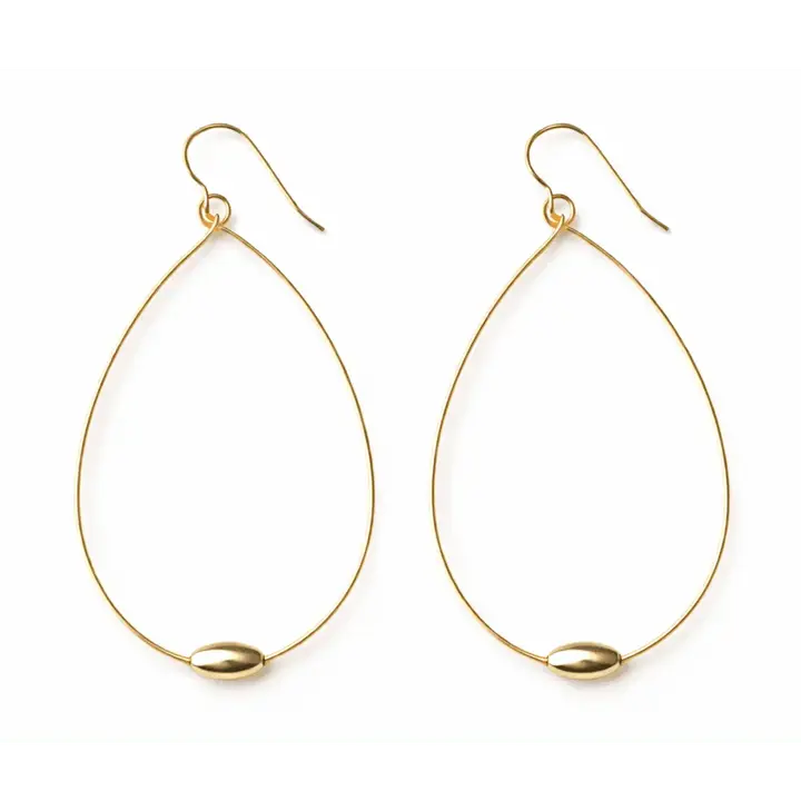 Single Oval Gold Teardrop Earring