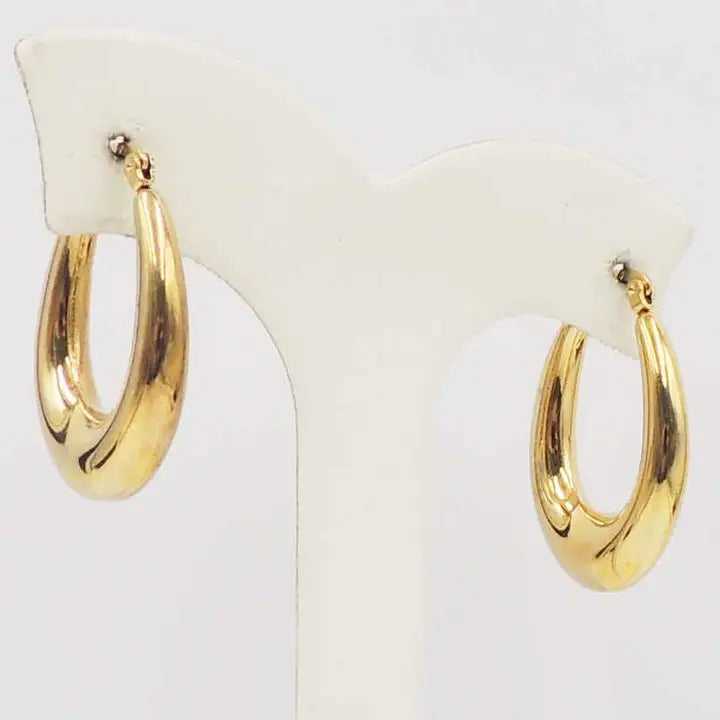 Gold Teardrop Metal 1.5" Hoop Earrings