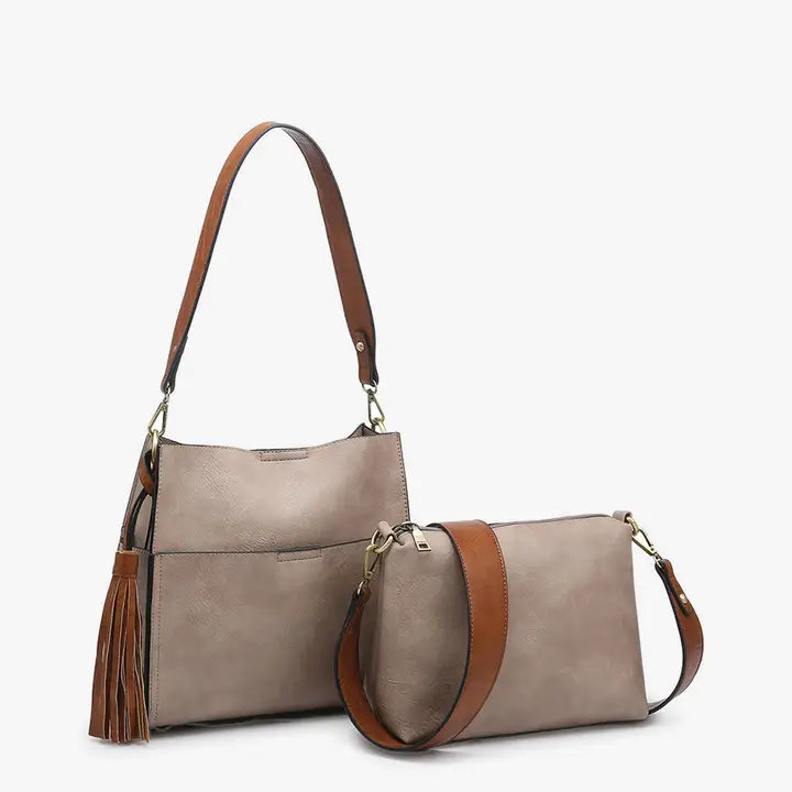 Warm Grey Lyla 2 -in-1 Bucket Bag