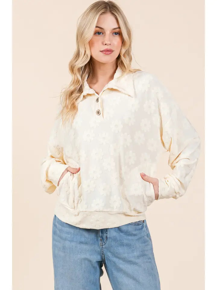 Cream Flower Pullover