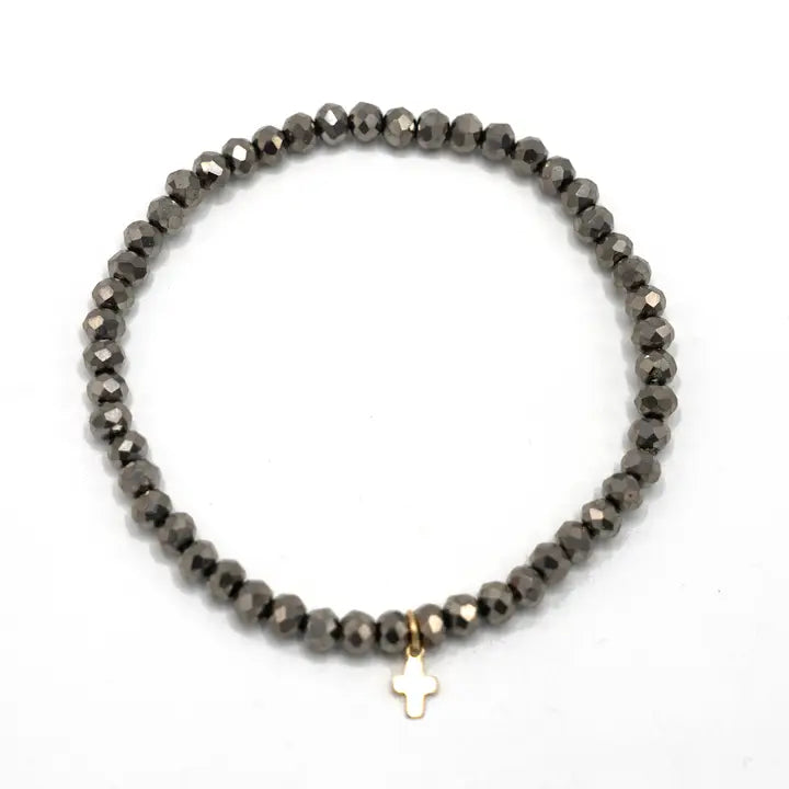 Luxe Cross Bracelet in Metallic Gray