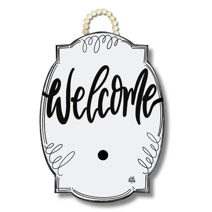 White Bloom Welcome Doorhanger