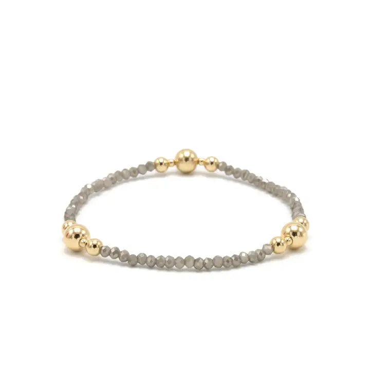 The Nantucket Shimmer Gray & 14k Gold-filled Beaded Bracelet