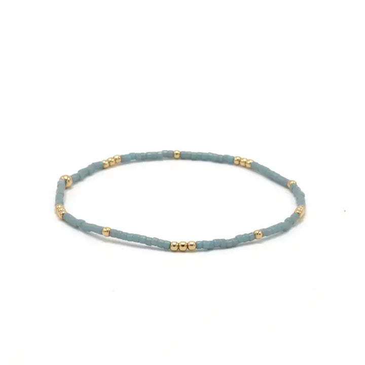2mm Newport Pale Turquoise Blue + Gold Filled Waterproof Bracelet