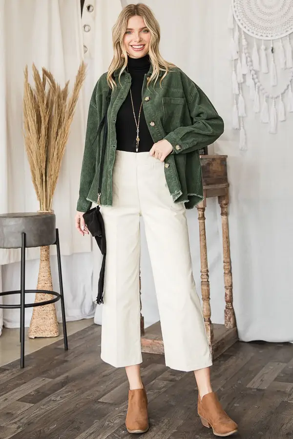 Corduroy Crop Wide Leg Pants