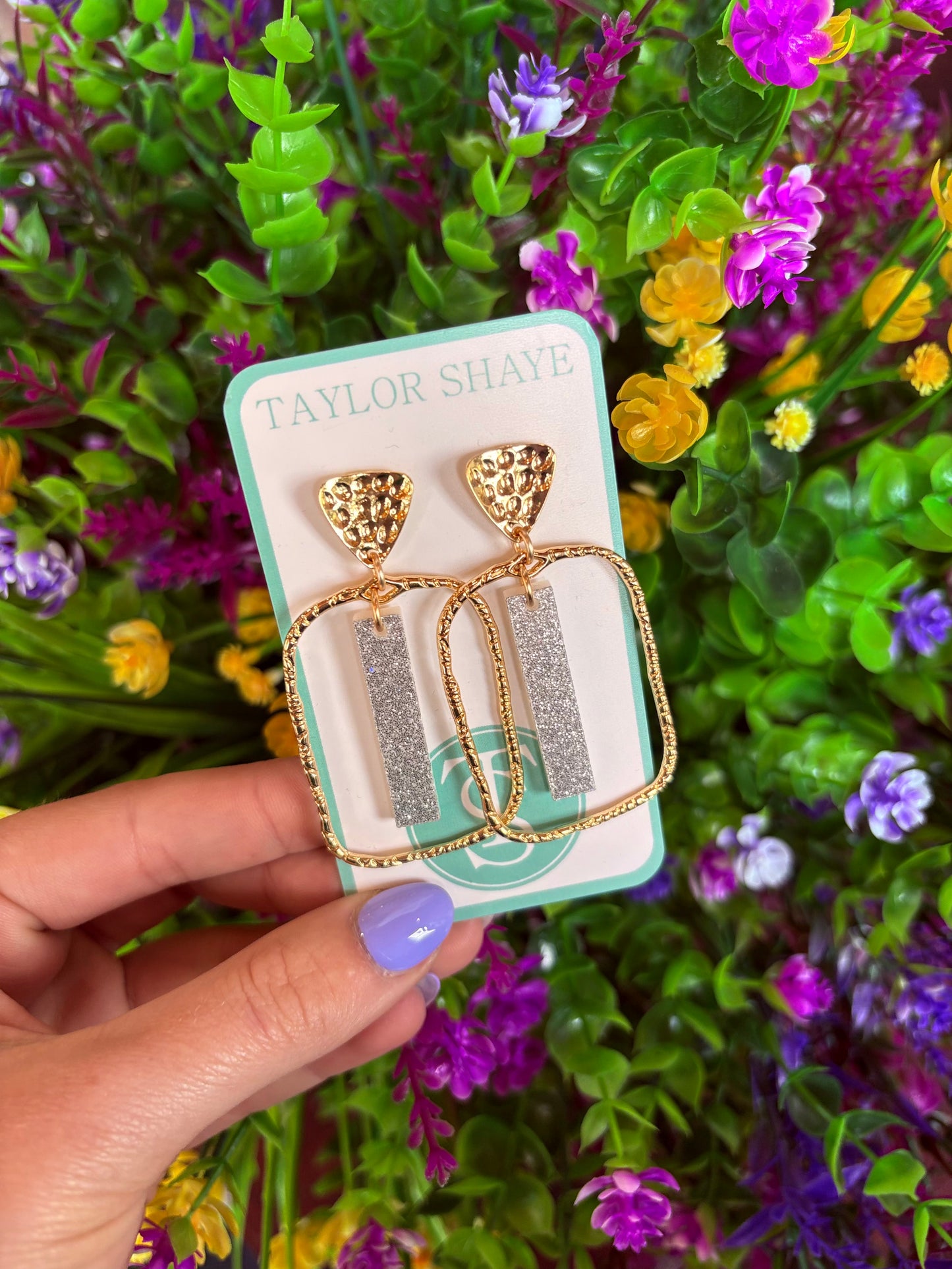 Rectangle Silver Stick Hoops