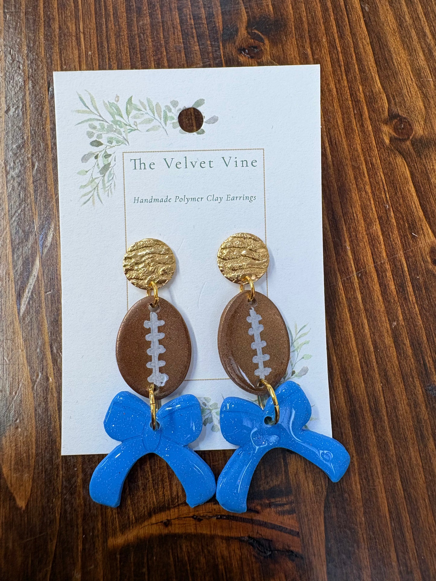 Blue Bow Gameday Earrings