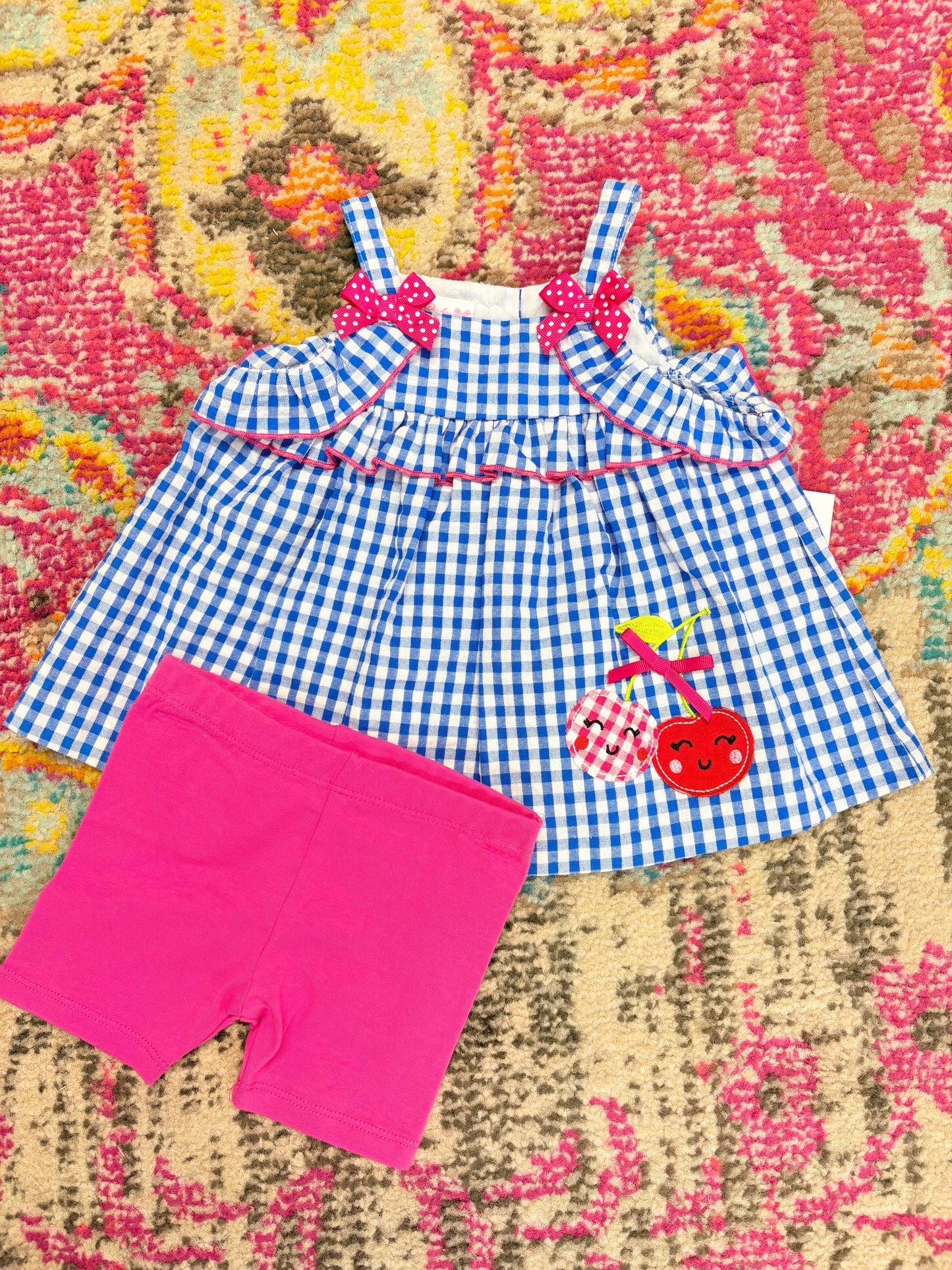 Blue and Pink Gingham Cherries
