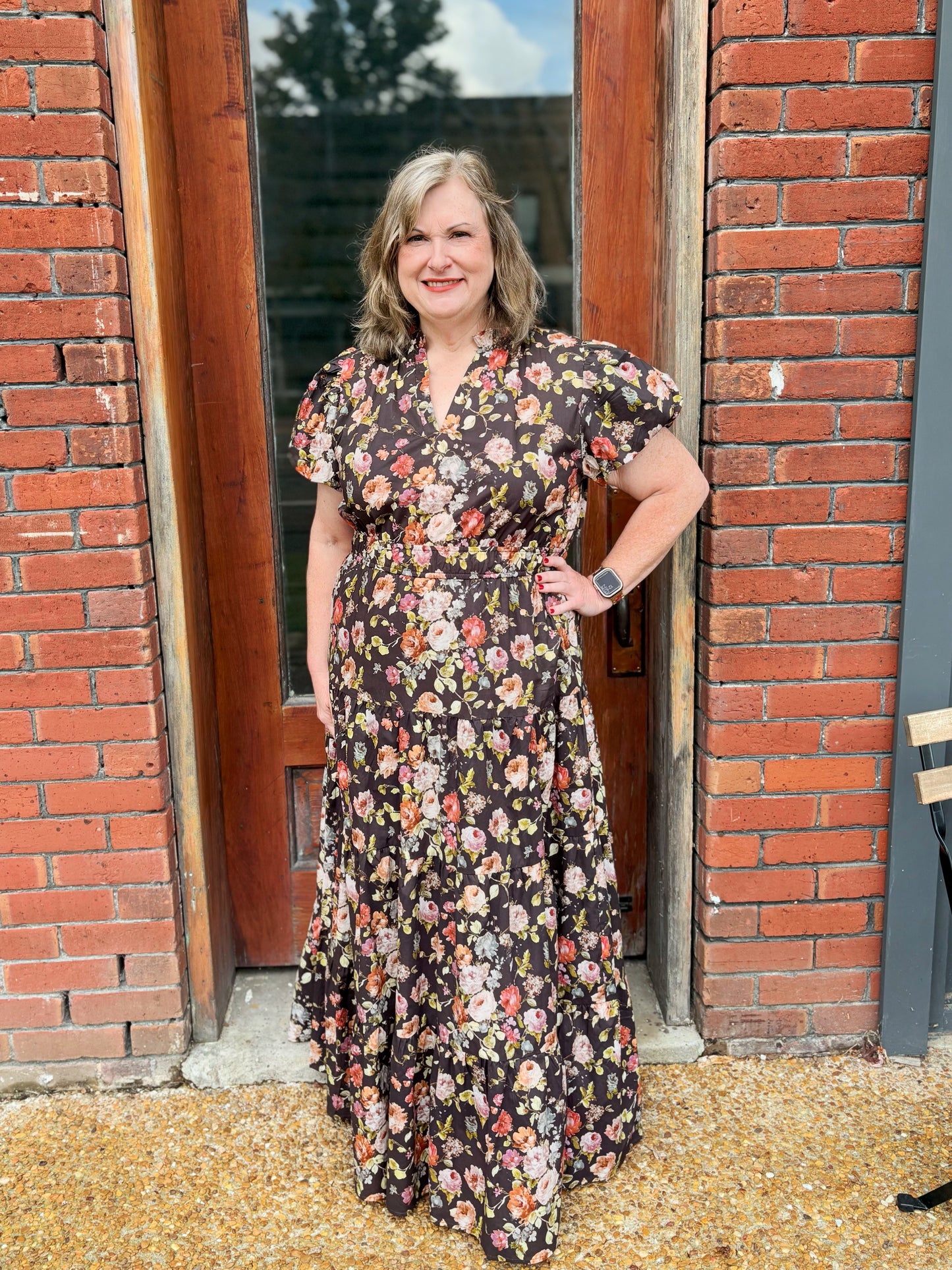 Plus Dark Floral Dress