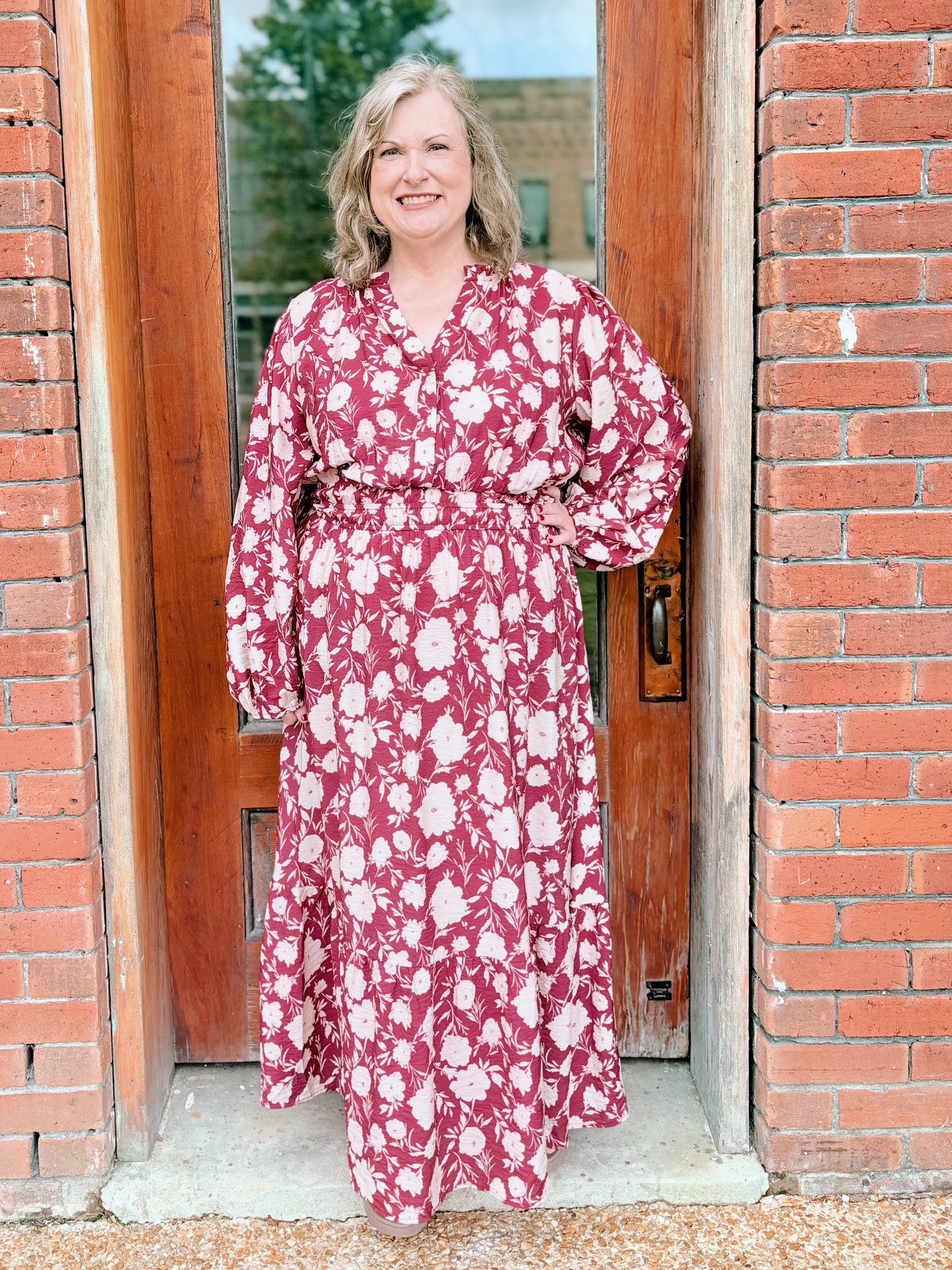 Plus Burgundy Maxi Dress